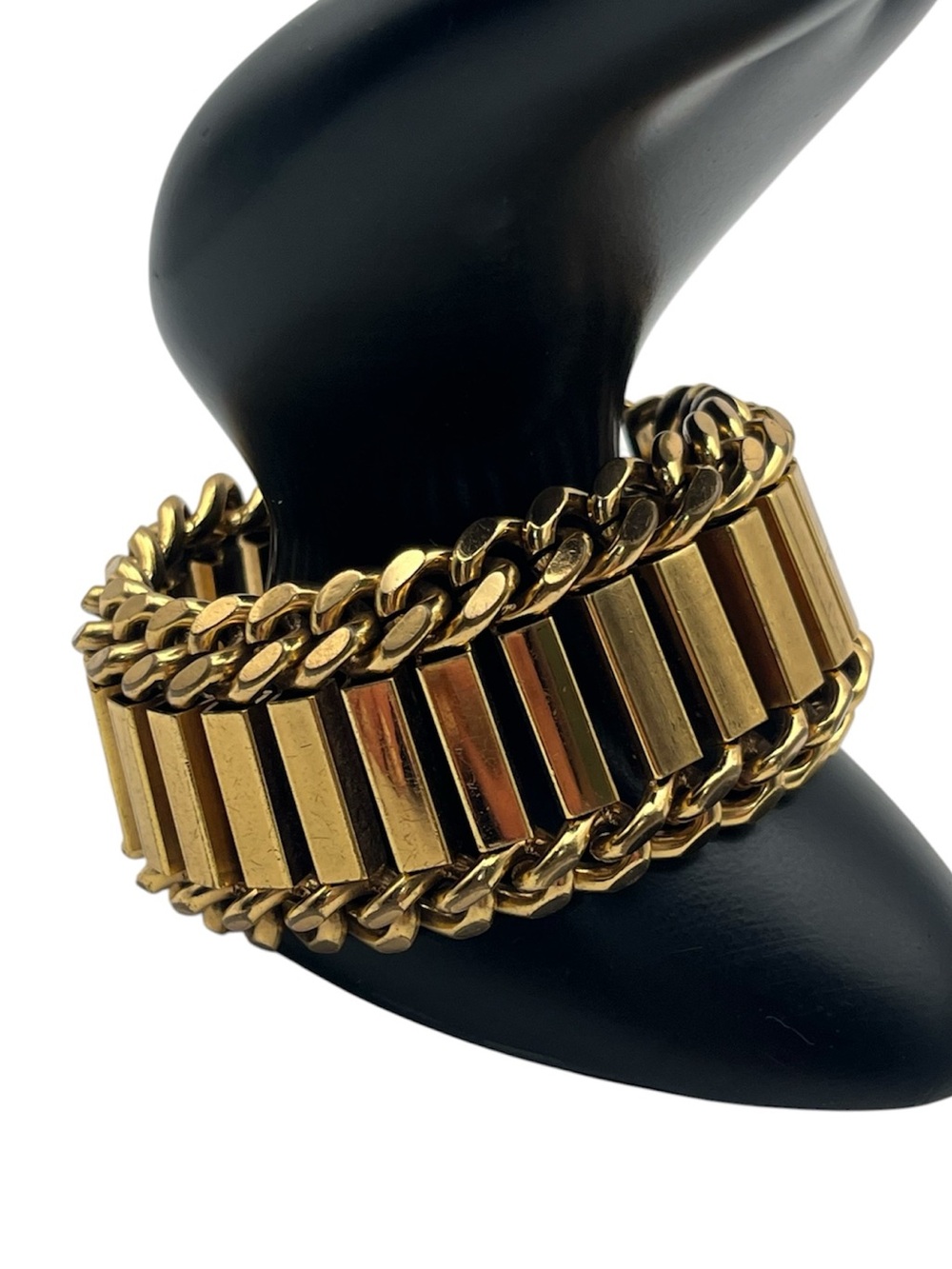 1930’s Monet Jewelers gold tone curb chain & rectangle link vintage bracelet